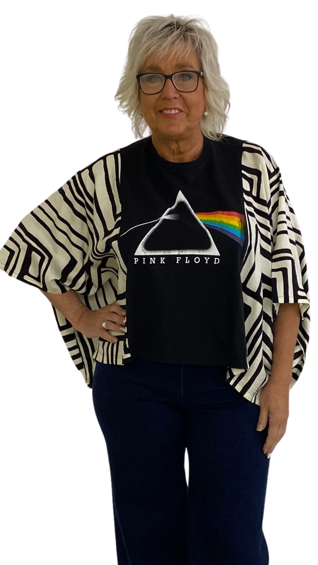 Pink Floyd Band Poncho Printed Sleeves Top. Style SHNP5512