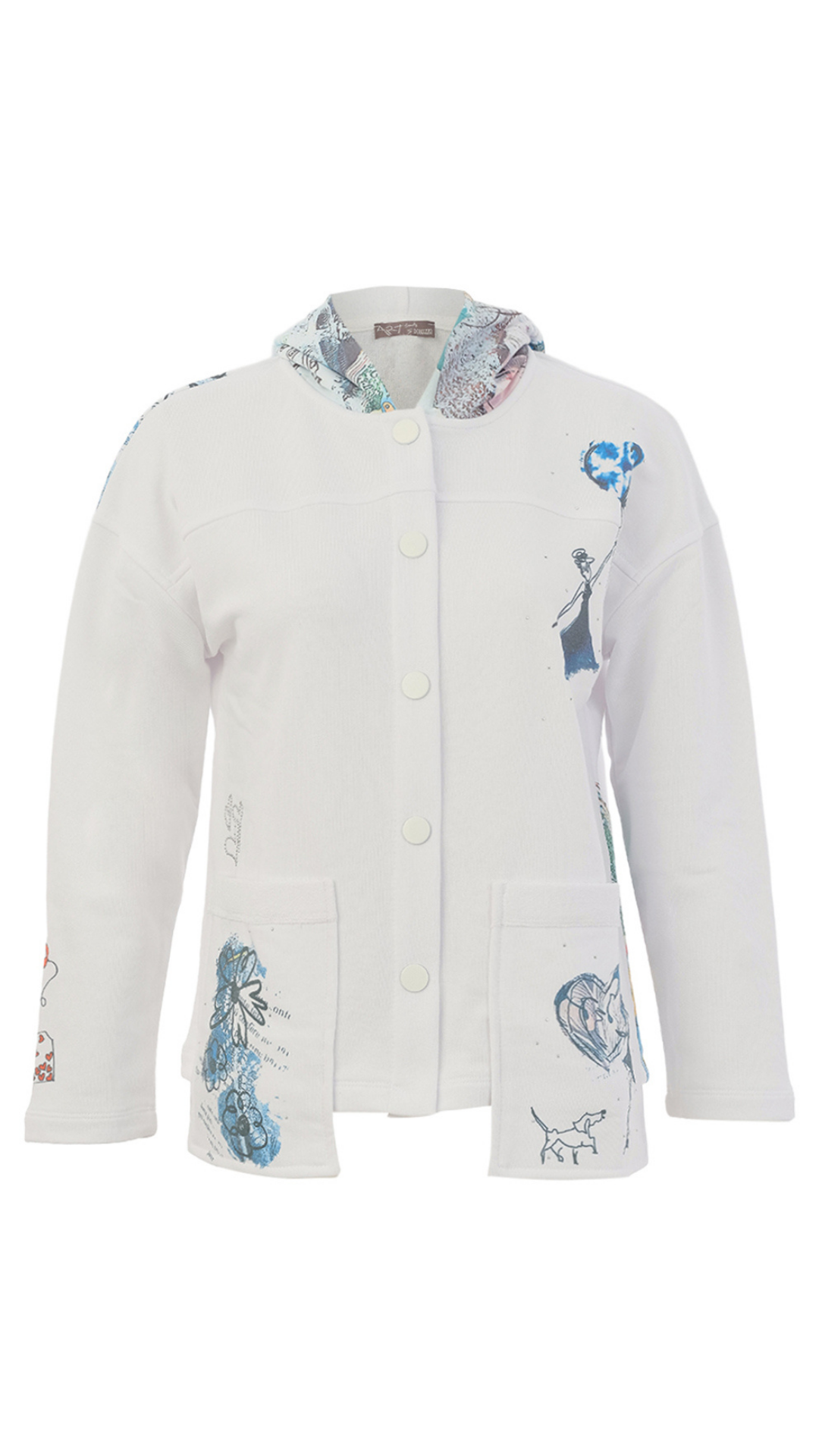 "Collage 46" Art Print Snap Button Hoodie. Style DOLC26738