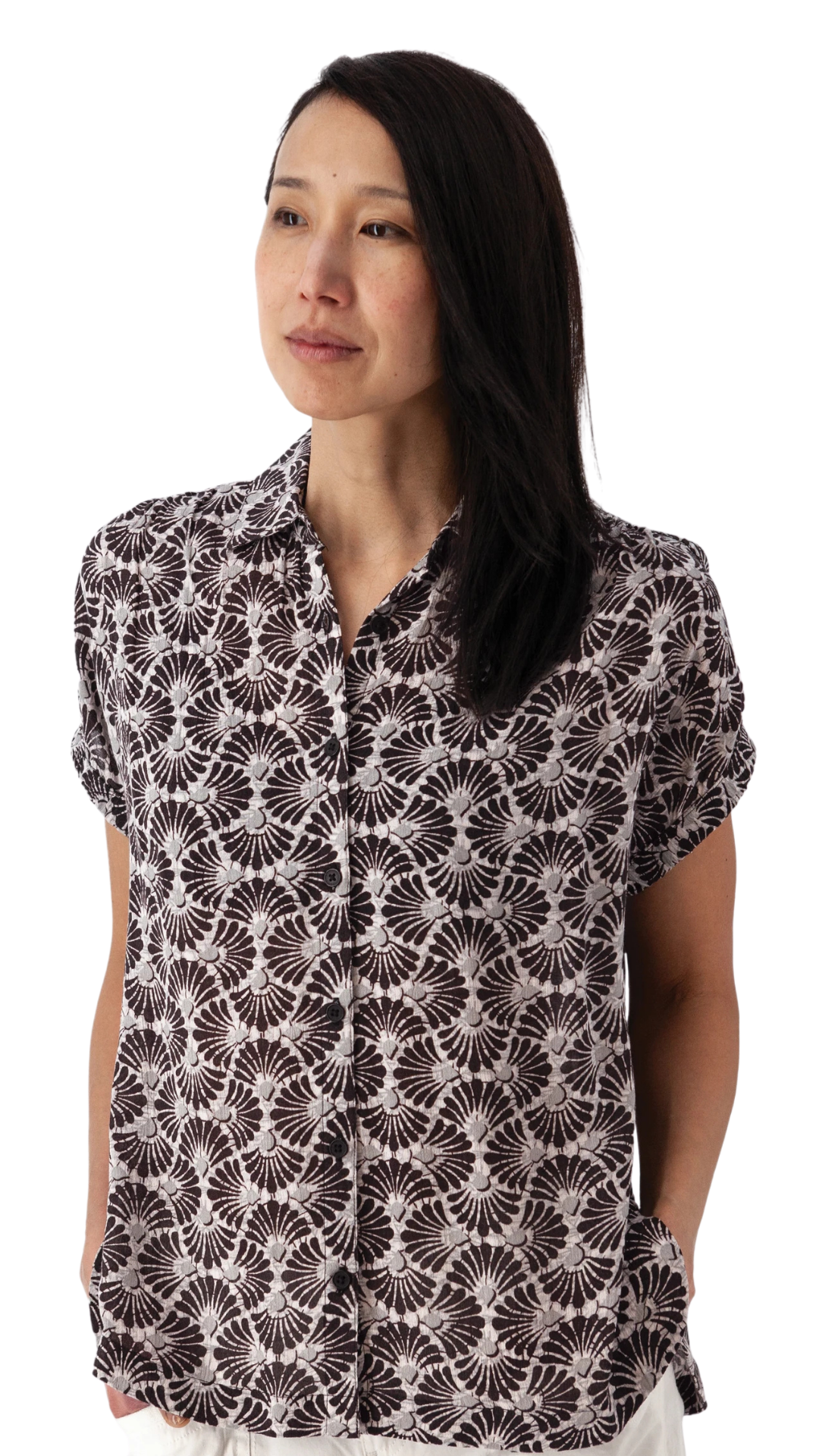 Sorrento Drop Shoulder Button Down Top. Style AVJ316282