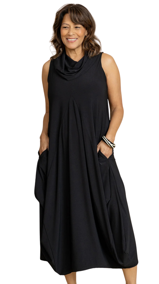 Nu Sleeveless Cowl Neck Dream Dress. Style SI28224-BLK