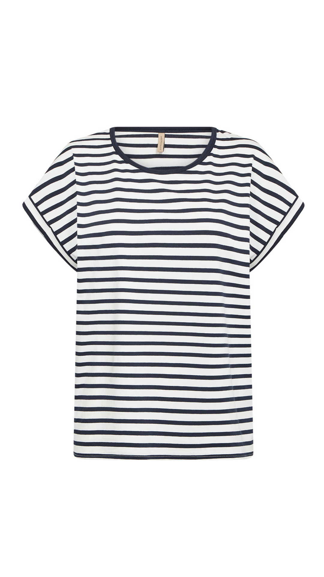 Basic Round Neck Striped Short Sleeve Top. Style SOYA27513