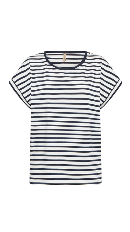 Basic Round Neck Striped Short Sleeve Top. Style SOYA27513