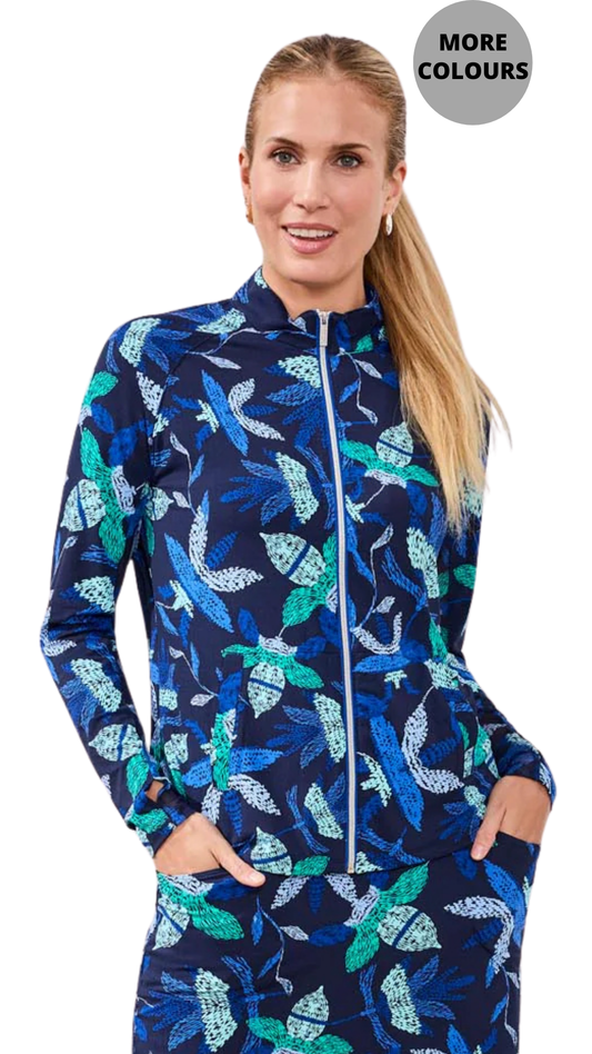UPF 50+ High Performance Mesh Mock-Neck Zip-Up Cardigan. Style TR1817O-3024