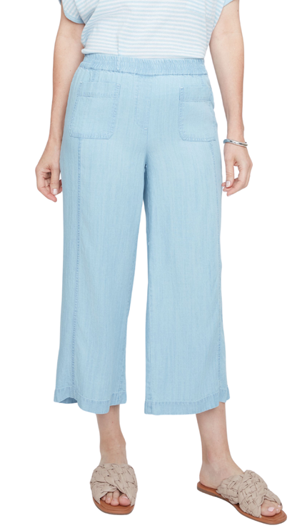 Wide Leg Patch Pockets Pull-On Cropped Pant. Style REN8129-E3076