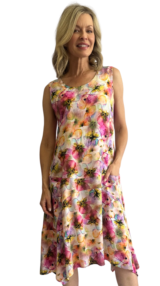 Floral Print Sleeveless A-Line Dress. Style SW207515