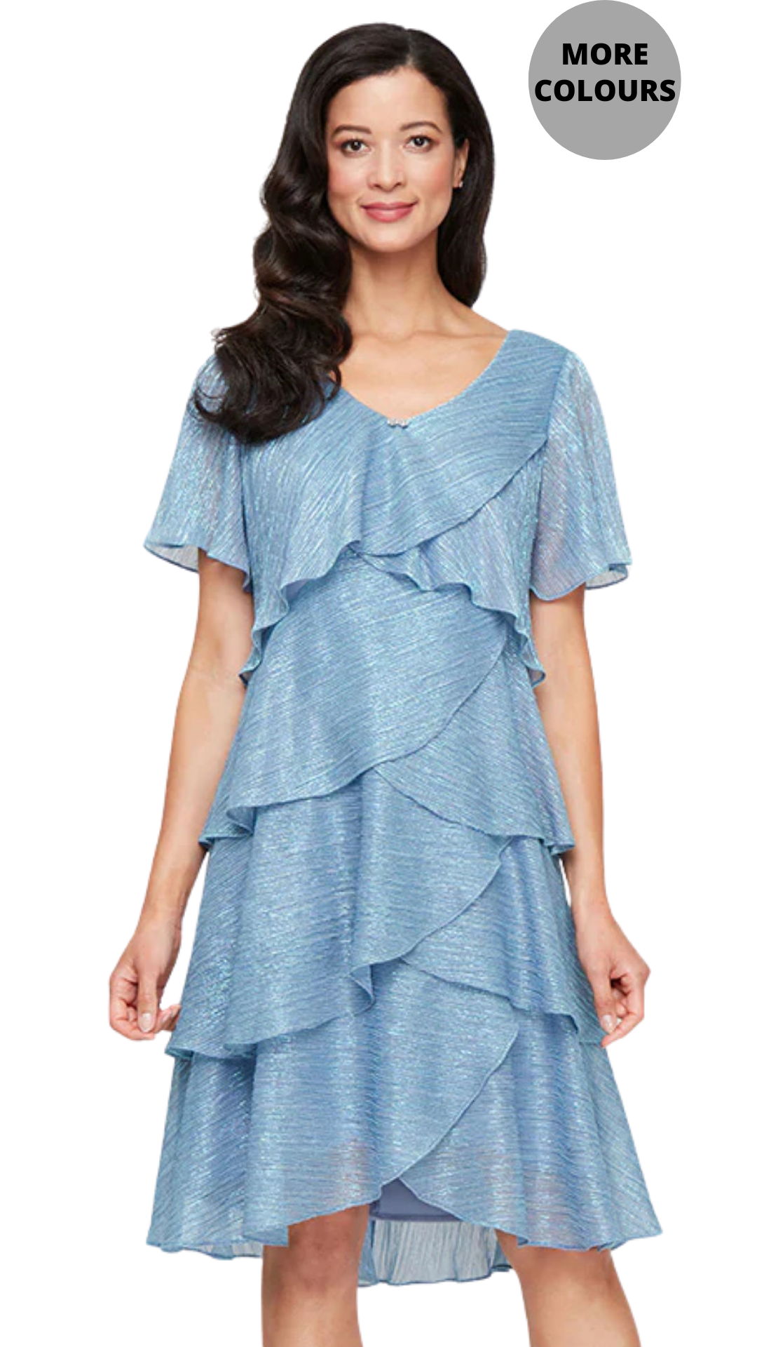 Shimmer Bodre Chiffon Tiered Cocktail Dress. Style SL9155124