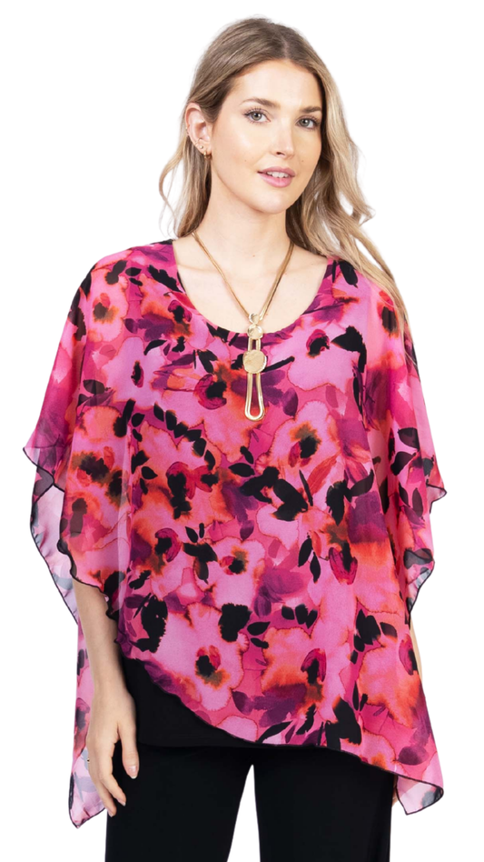 Printed Mesh Poncho & Lined Camisole Top. Style JDA2388-20