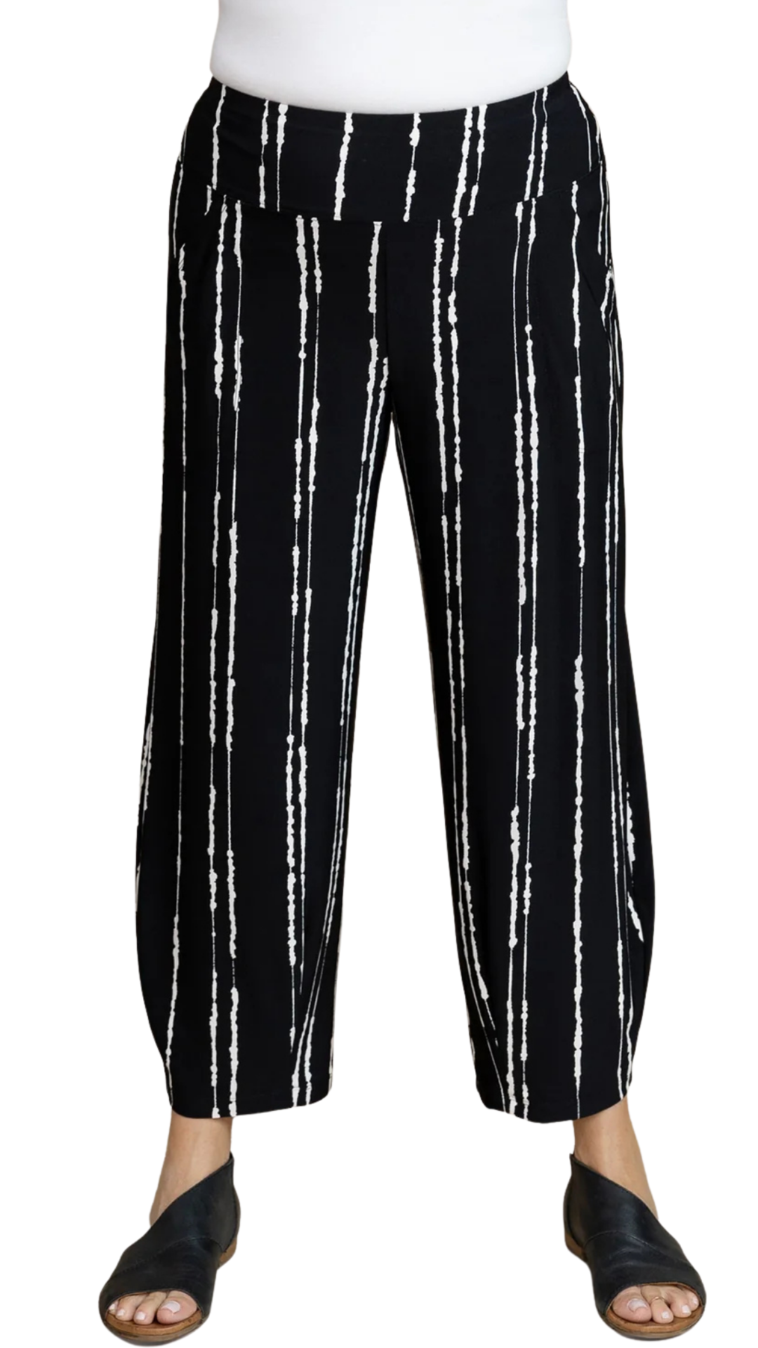 Stripe Print Lantern Leg Cropped Pant. Style SI27237P