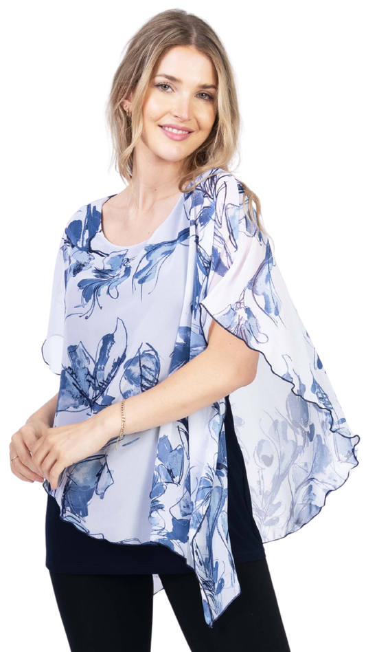 Printed Mesh Poncho & Lined Camisole Top. Style JDA2388-26