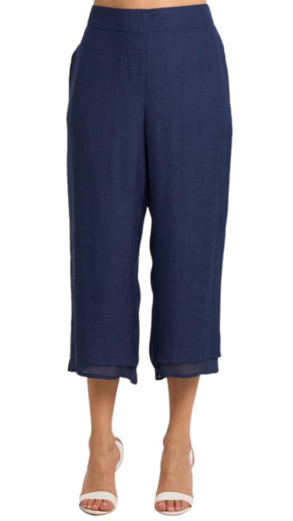 Pull-On Layered Hem Straight Leg Capri. Style MIGN6306P