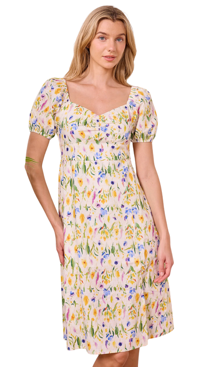 Ditsy Floral White Midi Summer Dress. Style ANEJ042577