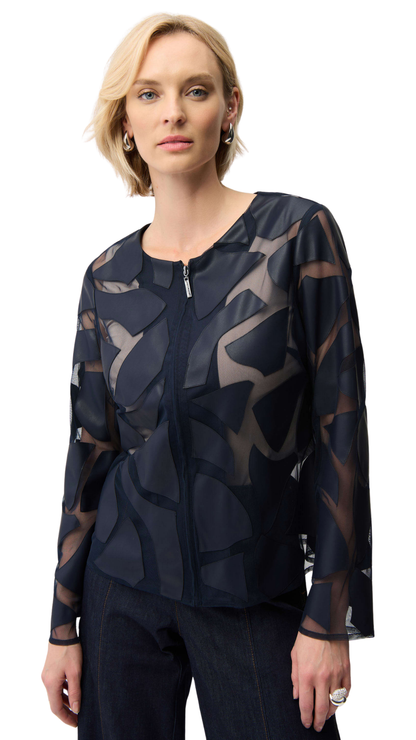Laser Cut Leatherette Giraffe Print Fitted Jacket. Style JR261906
