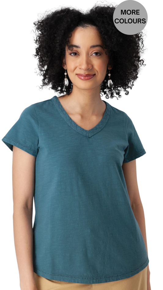 Layla Organic Cotton V-Neck T-Shirt. Style OLDRM17464S6
