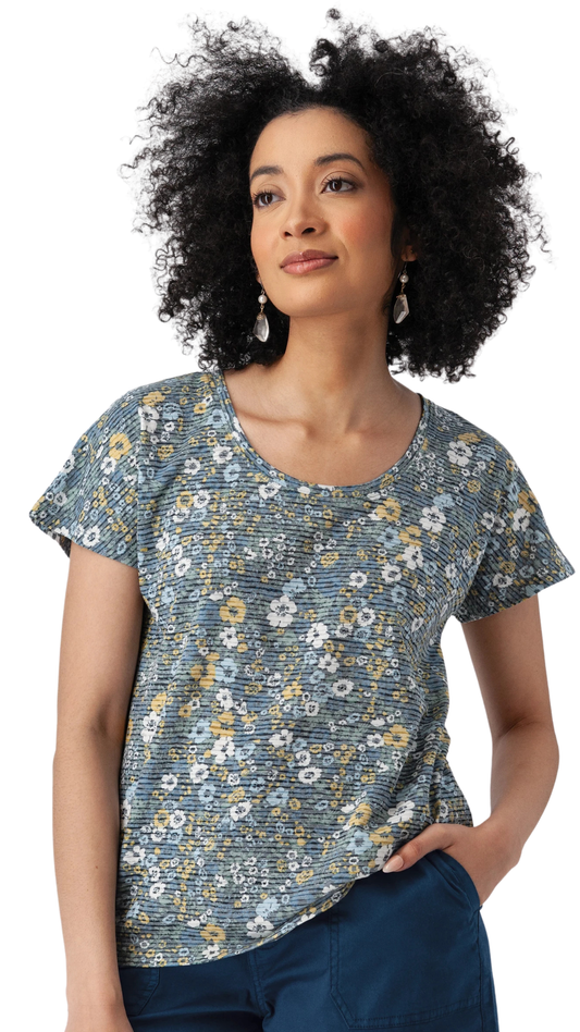 Floral Round Neck Lightweight Top. Style AVM24291DI