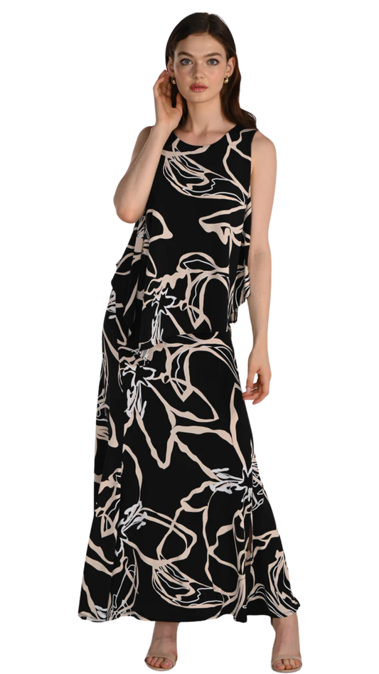 Abstract Print Sleeveless Maxi Dress. Style FL261227