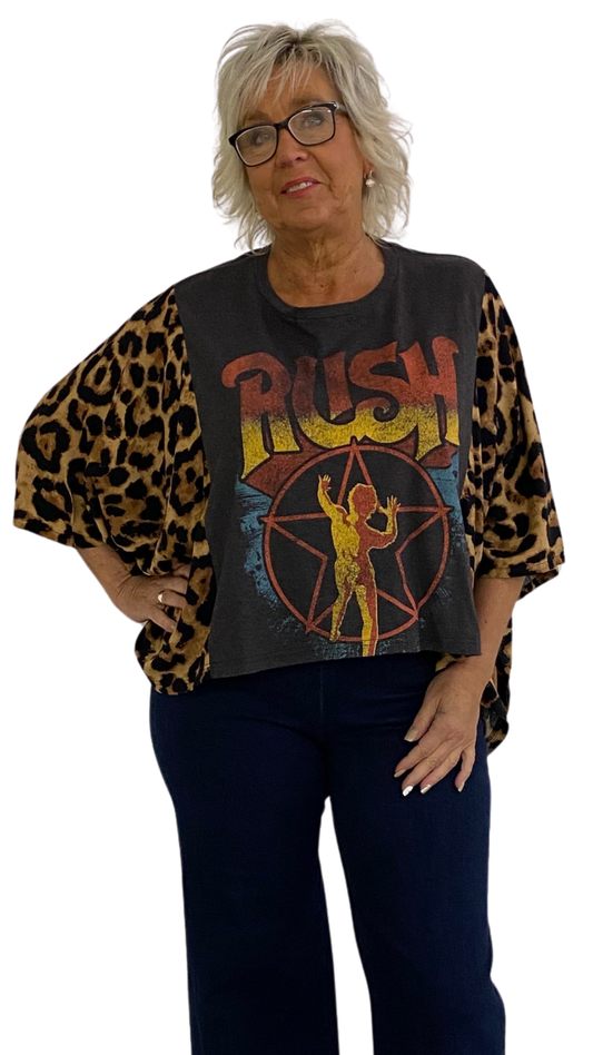 Rush Band Poncho Printed Sleeves Top. Style SHNP5512