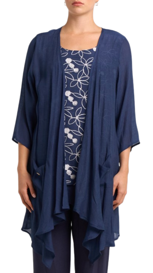 Flowy Long Length Lightweight Open Front Cardigan. Style MIGN6300C