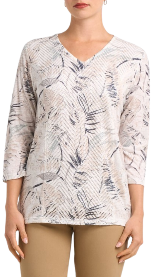 3/4 Sleeve V-Neck Printed Top. Style MIYD32