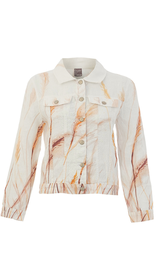 "Reids By The Shore" Artist Print Structured Linen Jacket. Style DOLC26755