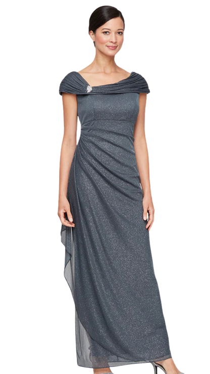 Jessica Glitter Mesh L-Neckline Gown. Style ALE8133115