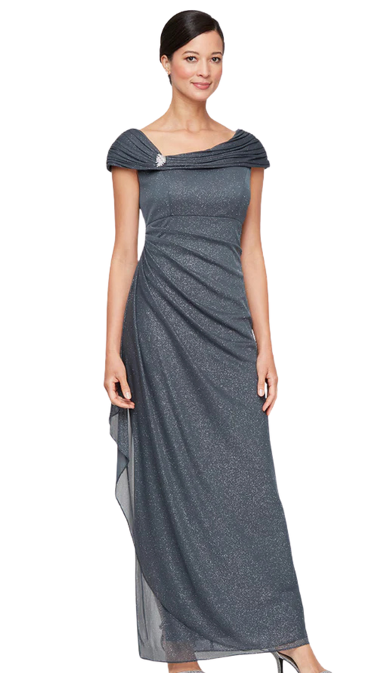 Jessica Glitter Mesh L-Neckline Gown. Style ALE8133115