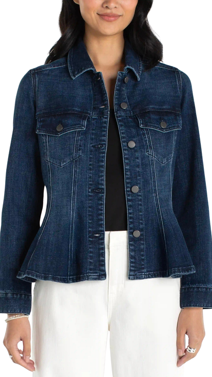 Fit & Flare Button Front Denim Jacket. Style LVLM1C40CH4