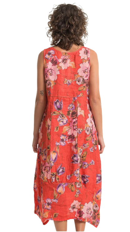 Floral Print Sleeveless Square Neck Cocoon Dress. Style LLTP1774P