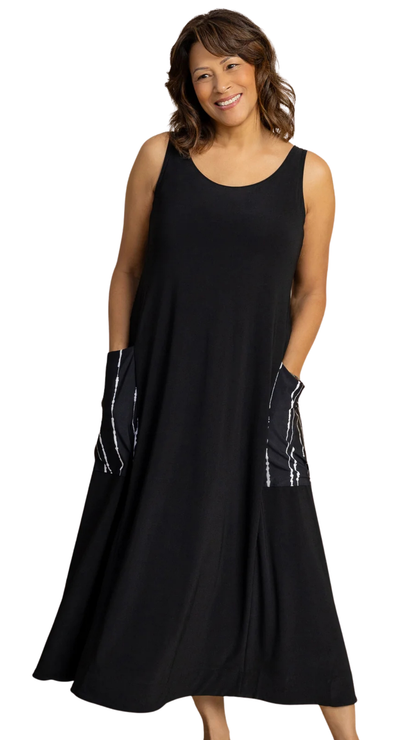 Stripe Pockets Sleeveless Maxi Dress. Style SI28193P-B/C