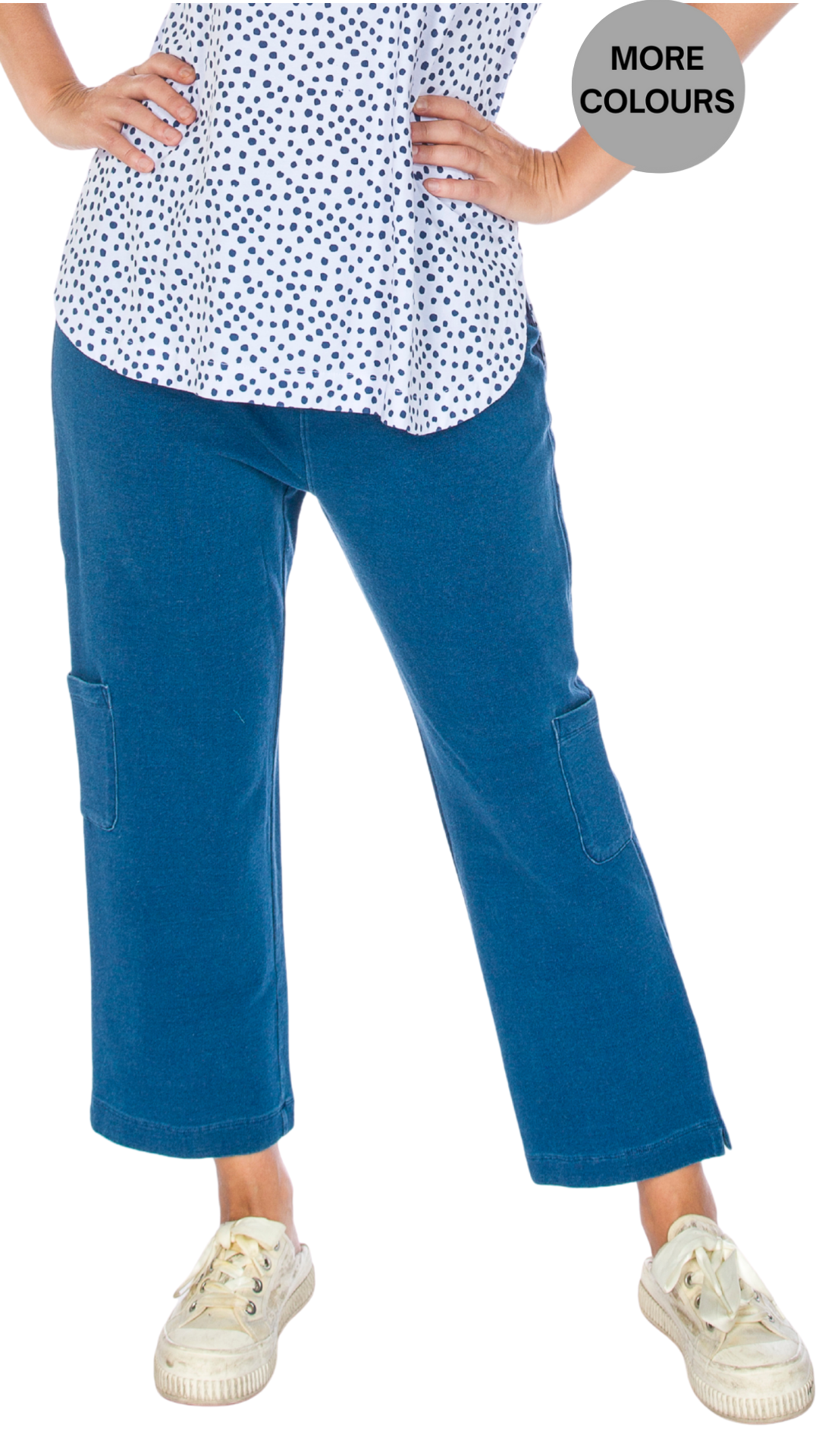 Pull-On Solid Colour Cropped Cargo Capri. Style WP5746