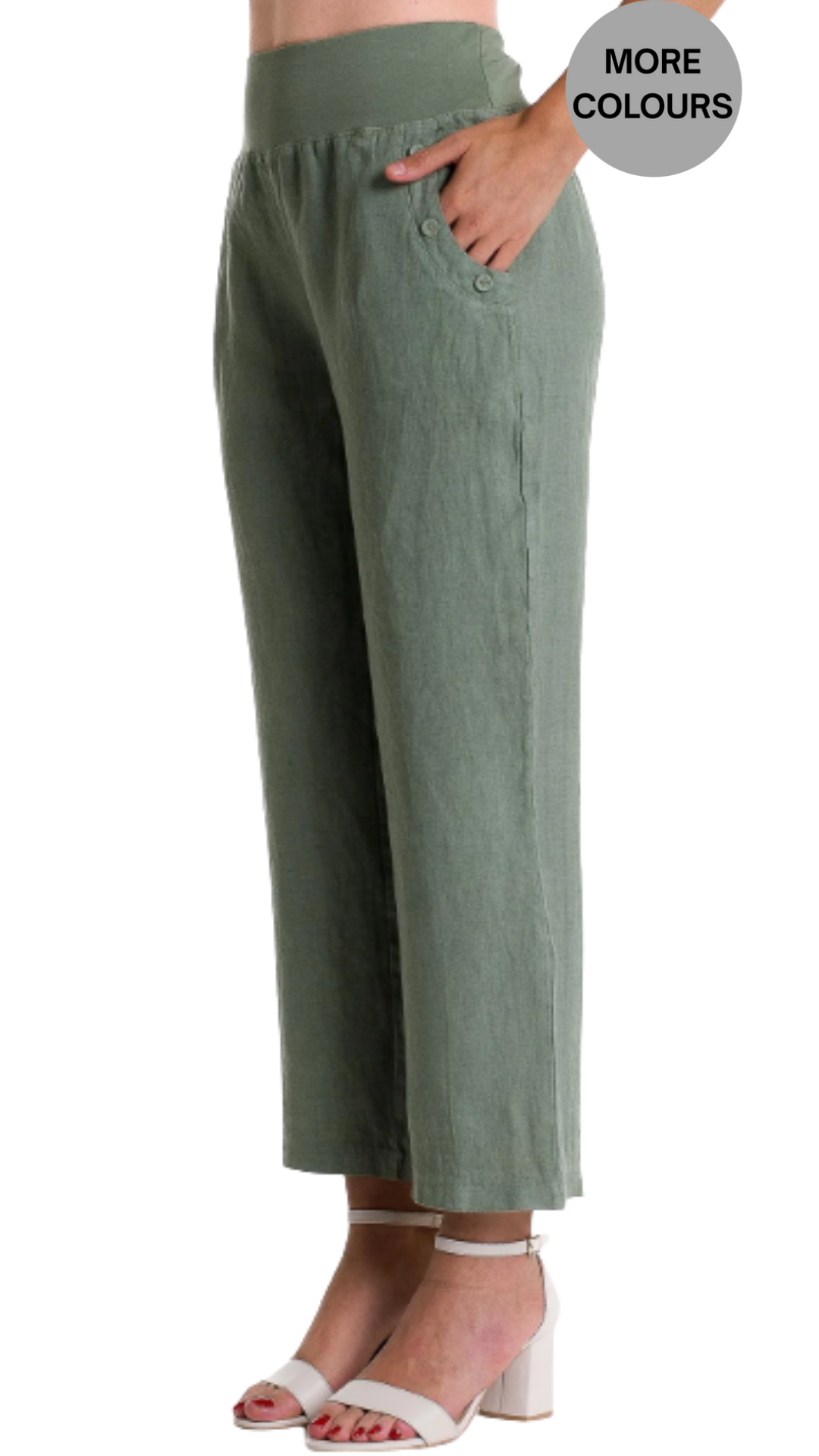 Pull-On Straight Leg Cropped Linen Pant. Style LLPT875