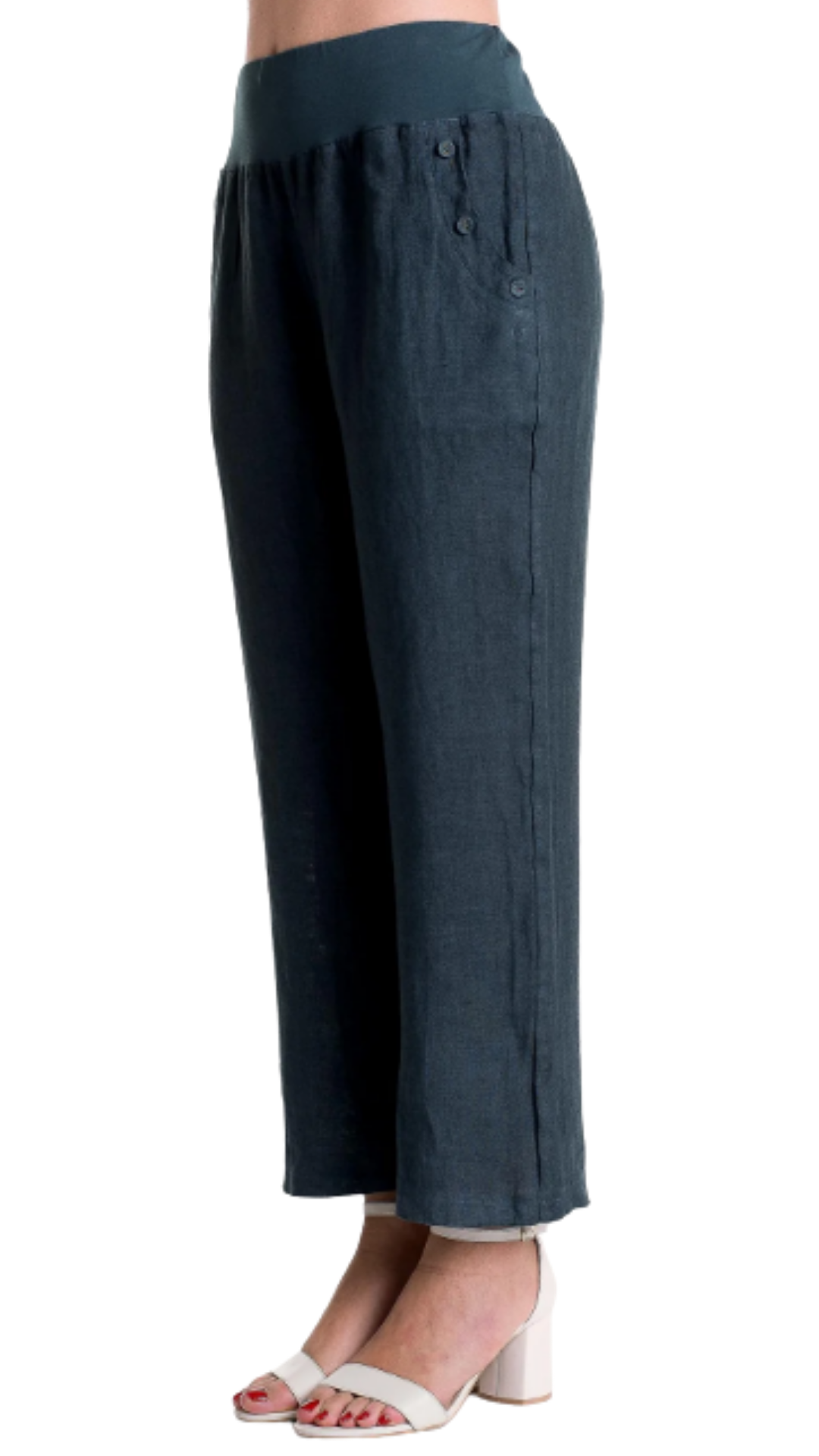 Pull-On Straight Leg Cropped Linen Pant. Style LLPT875