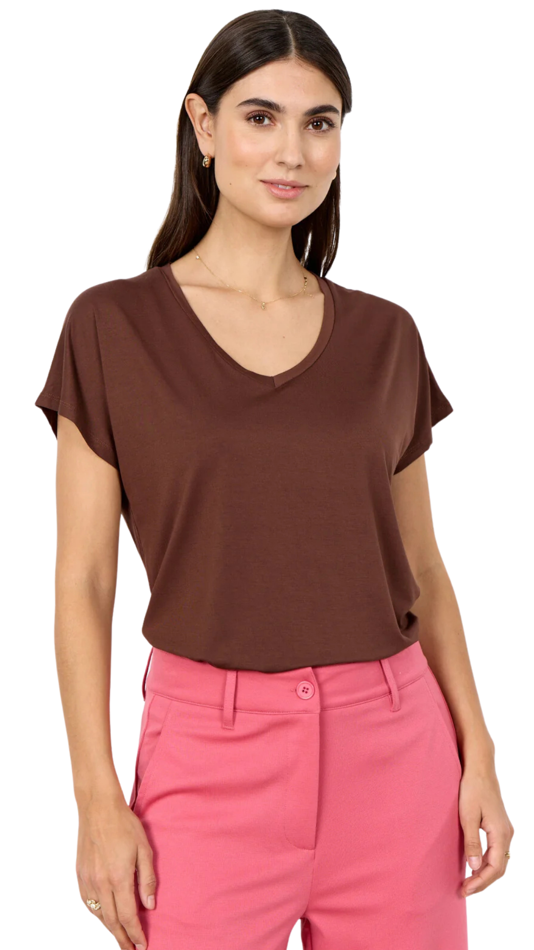 Basic Lightweight Drop Shoulder Short Sleeve Top. Style SOYA29028