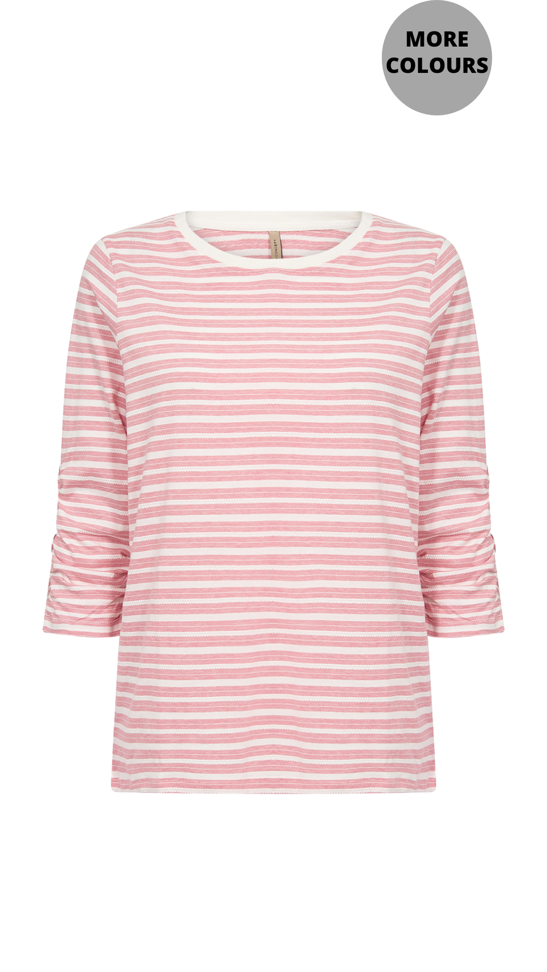 Cotton Lightweight Stripes 3/4 Ruched Sleeves Top. Style SOYA27501