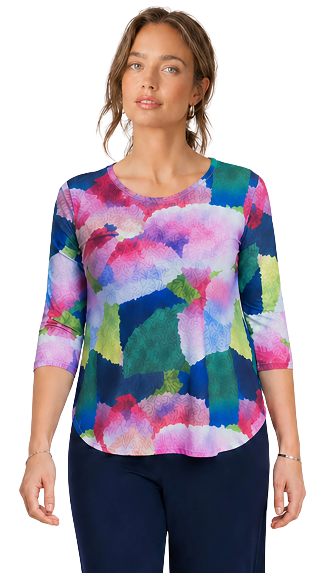 Go To Classic 3/4 Sleeve Printed Top. Style SI22110RP-2PP