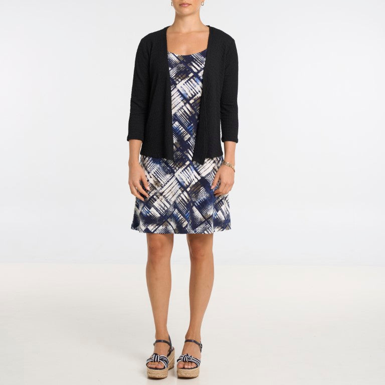 Open Front 3/4 Sleeve Lightweight Crepe Fabric Cardigan. Style MIS404J
