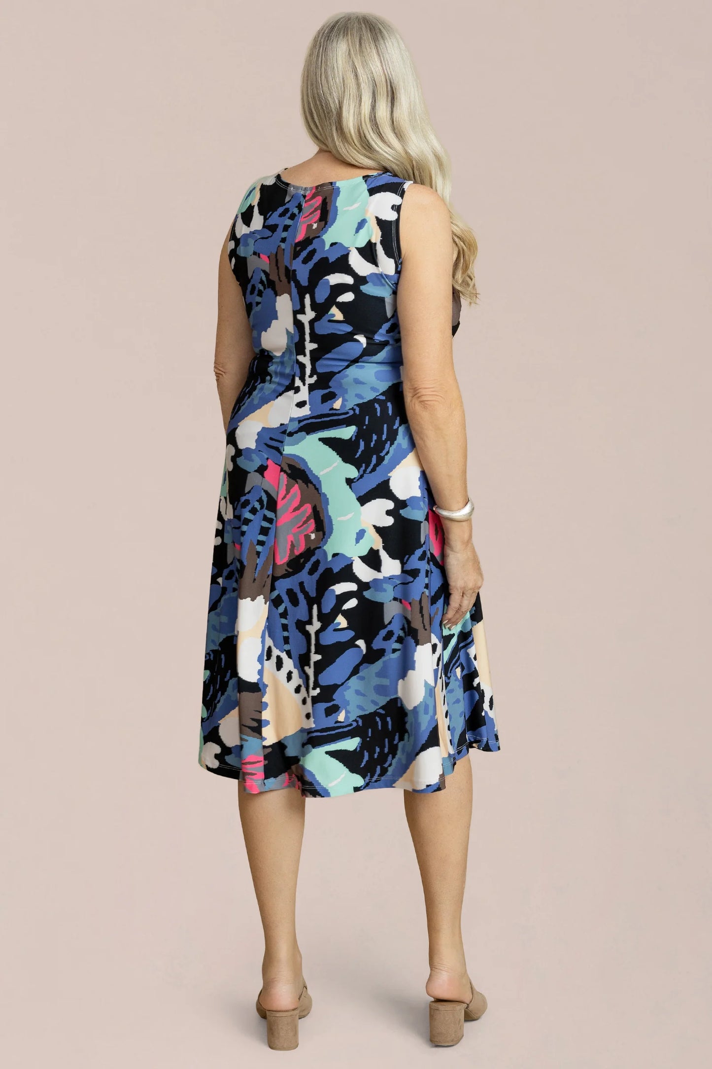 A-Line Boat Neck Sleeveless Everyday Tank Dress. Style SI28218P