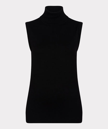 Rib Knit Turtleneck Sleeveless Top. Style ESQF2407531