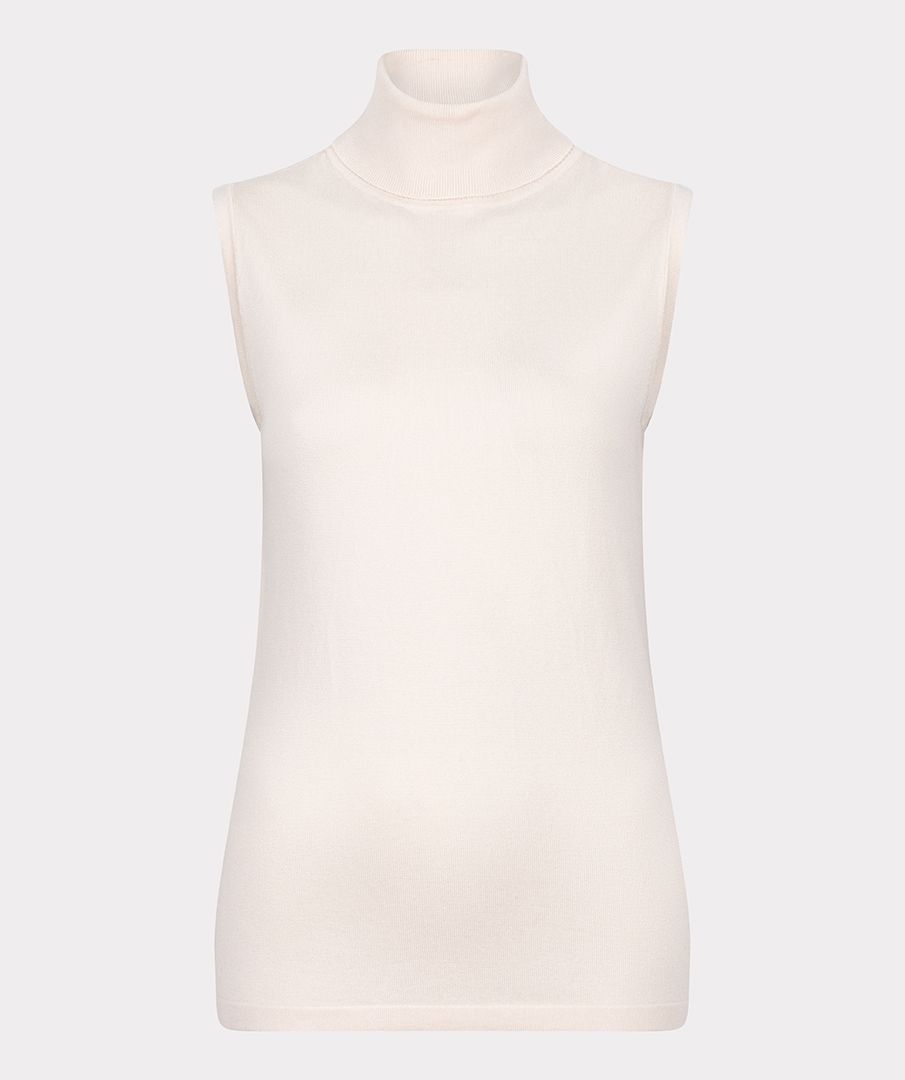 Rib Knit Turtleneck Sleeveless Top. Style ESQF2407531