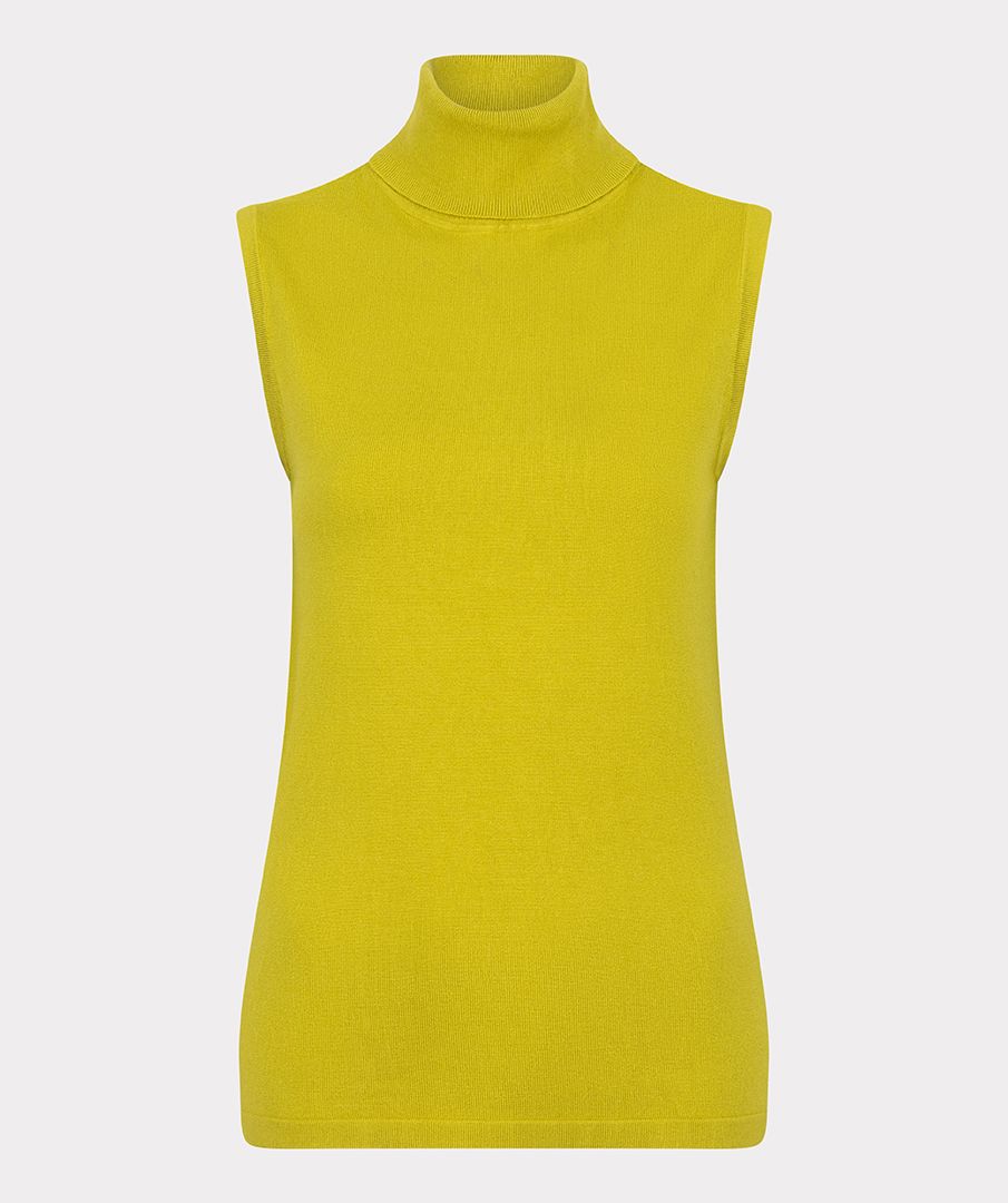 Rib Knit Turtleneck Sleeveless Top. Style ESQF2407531