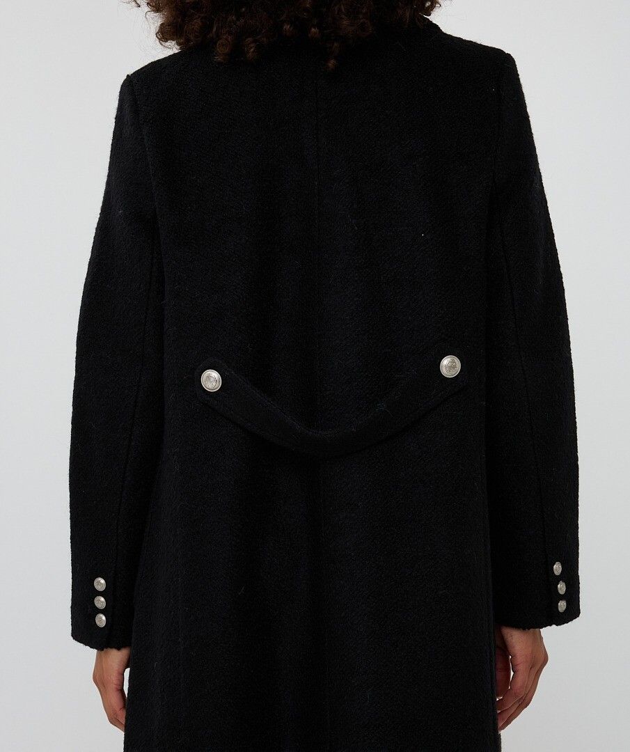 Double Breasted Black Button Up Coat. Style ESQ37510