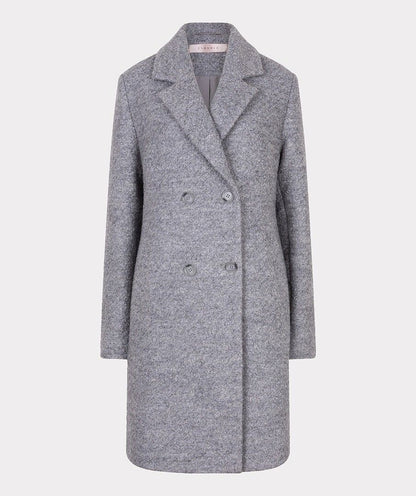Grey Wool Notched Lapel Long Coat. Style ESQ37520