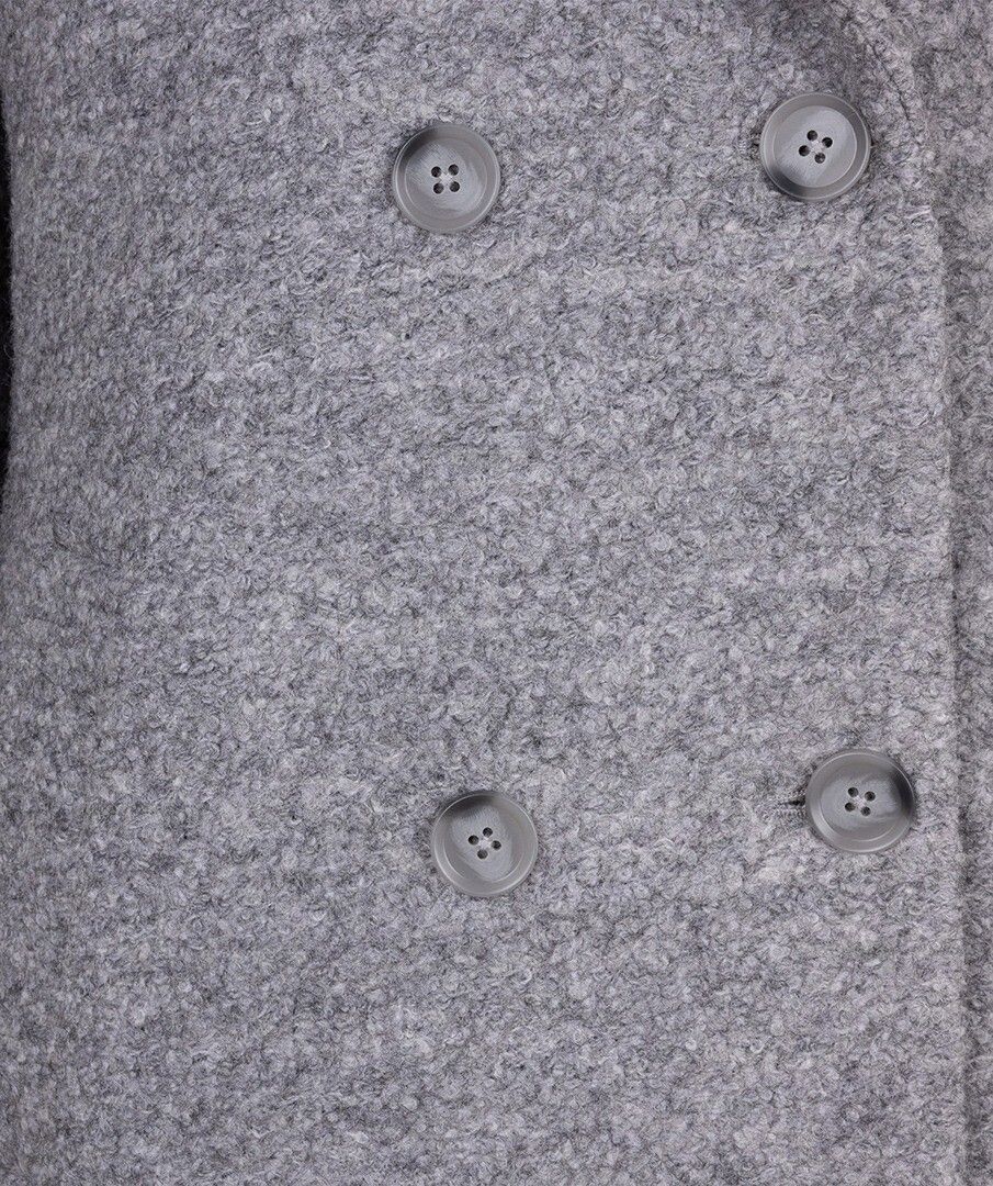 Grey Wool Notched Lapel Long Coat. Style ESQ37520