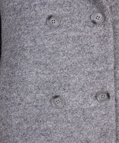 Grey Wool Notched Lapel Long Coat. Style ESQ37520