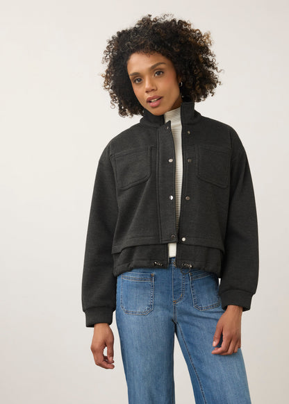 Knit Button Front Bomber Style Jacket. Style FD11103281