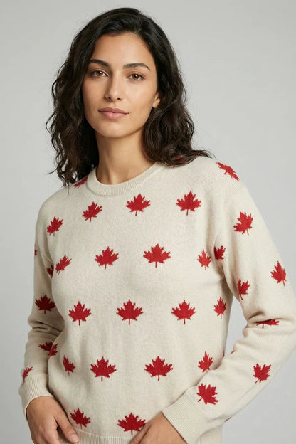 Falling Maple Leaf Knit Sweater. Style CKI14204