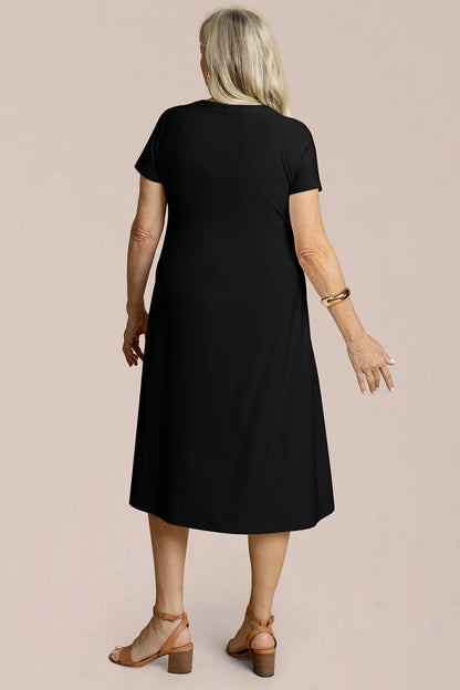 Black Nu-Trapeze Dress. Style SI28198-1BLK