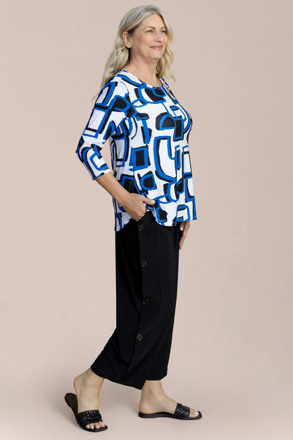 Go To Classic 3/4 Sleeve Printed Top. Style SI22110RP-2EM
