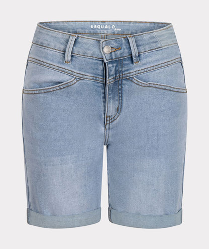 Rolled Cuff Yoked Denim Short. Style ESQHS2312204