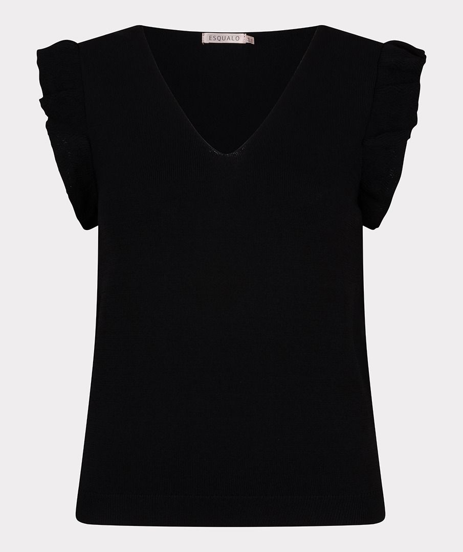 Stretch Knit Ruffled Sleeve Top. Style ESQHS2507211