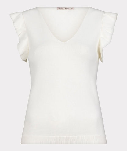 Stretch Knit Ruffled Sleeve Top. Style ESQHS2507211